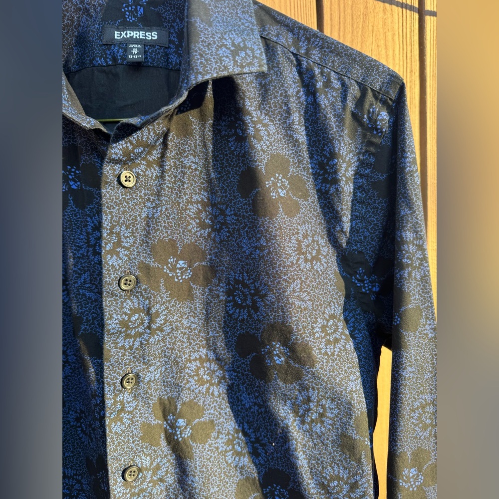 Express Black and Blue Patterned Shirt
